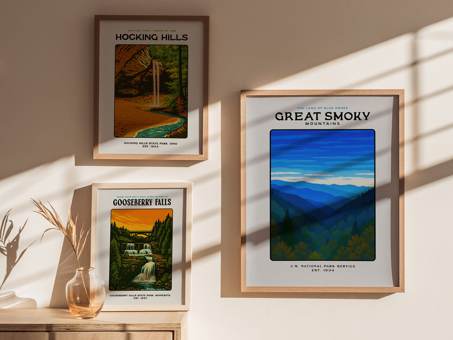 Great Smoky Mountains Block Print | Vintage National Park Wall Art