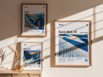 Kant-Mak-M, Telluride Poster | Alpine Ski Run Mountain Wall Art — styled in a modern interior