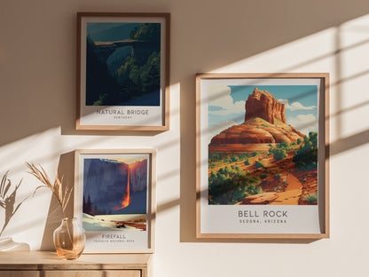 Bell Rock Matte Border Poster | Sedona, Arizona Travel Wall Art — styled in a modern interior