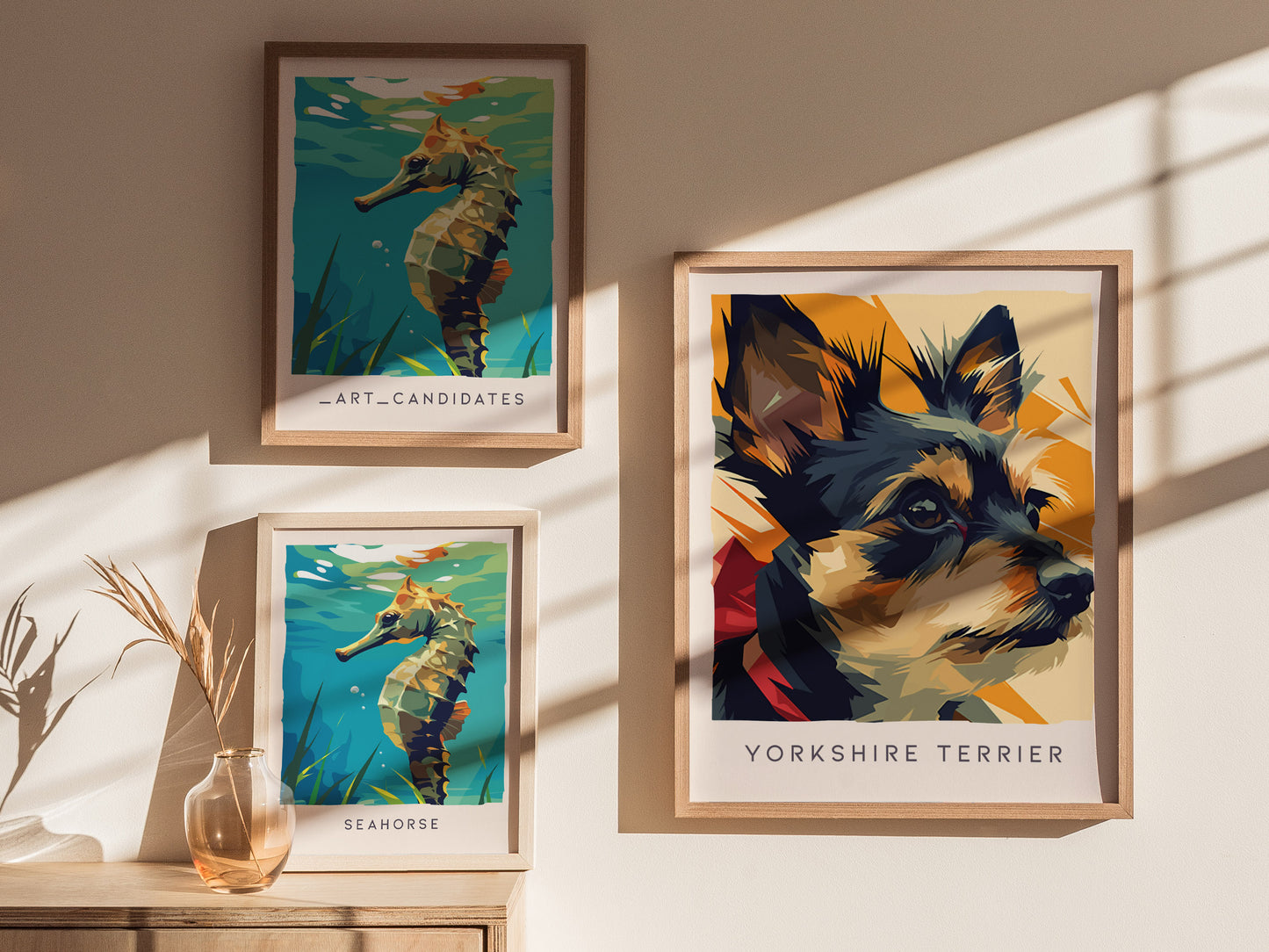 Yorkshire Terrier Poster | Bold & Beautiful Yorkie Portrait Wall Art — styled in a modern interior