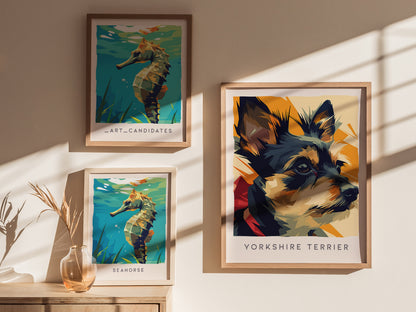 Yorkshire Terrier Poster | Bold & Beautiful Yorkie Portrait Wall Art — styled in a modern interior
