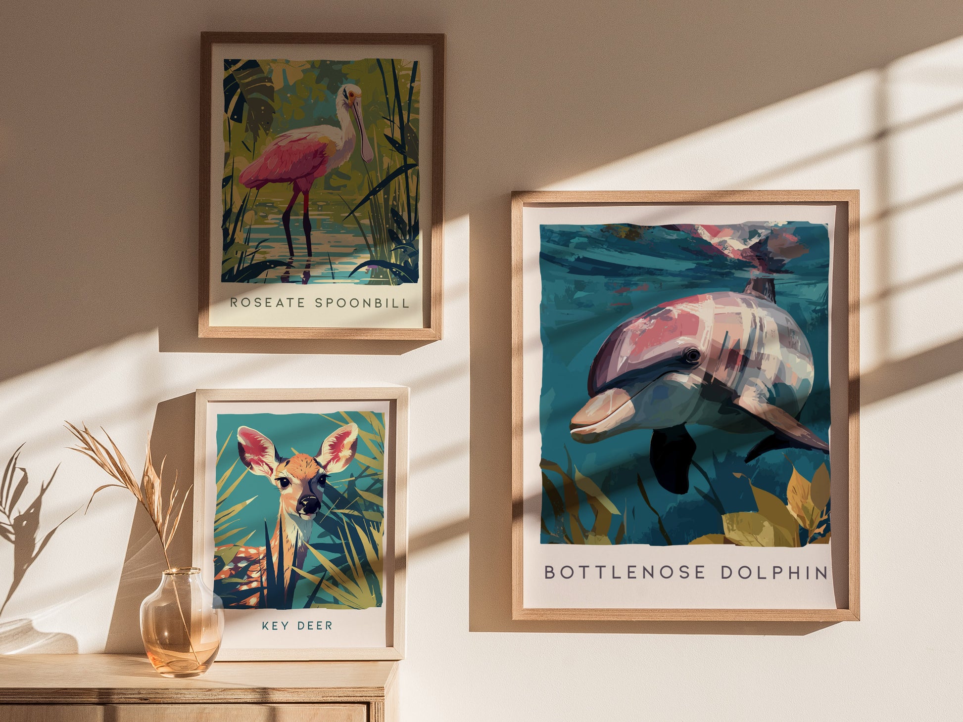 Bottlenose Dolphin Poster | Ocean Wildlife Coastal Decor Wall Art