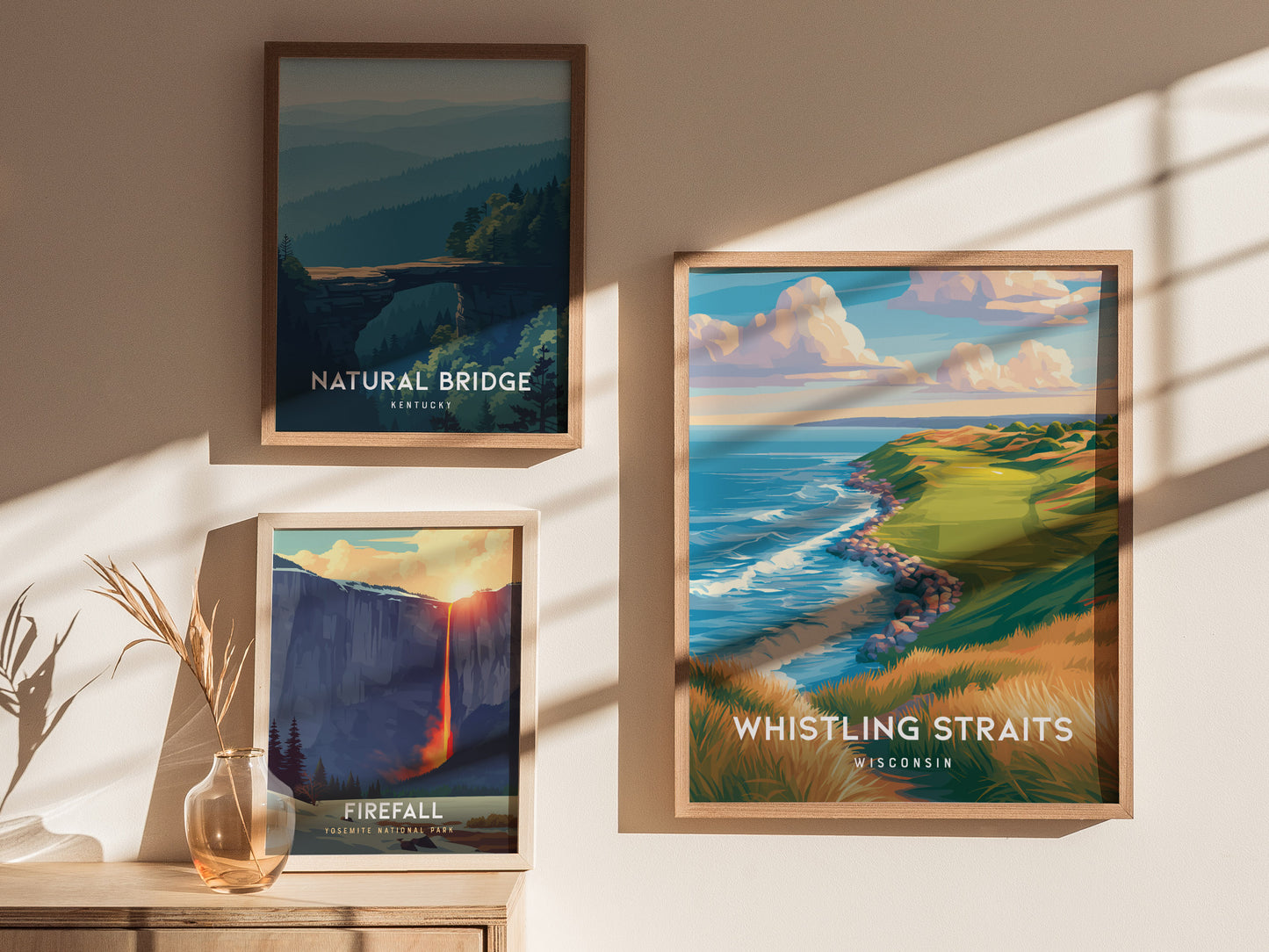 Whistling Straits, Wisconsin Poster | Links Golf Course Lakeside Wall Art — styled in a modern interior