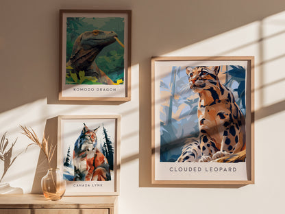 Clouded Leopard, Neofelis Nebulosa Poster | Exotic Wildlife Wall Art — styled in a modern interior