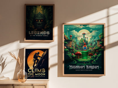 Mushroom Kingdom Poster | Mario Brothers Movie Fan Art Wall Print