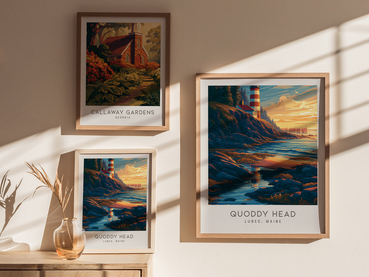 Quoddy Head Matte Border Poster | Lubec, Maine Coastal Beach Decor — styled in a modern interior