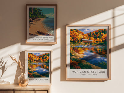 Mohican State Park Matte Border Poster | Loudonville, Ohio Destination Print — styled in a modern interior