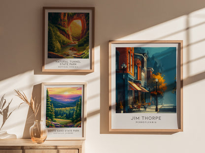Jim Thorpe Matte Border Poster | Pennsylvania Destination Print Travel Wall Art — styled in a modern interior