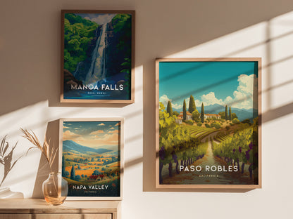 Paso Robles California Poster | Wine Country Wall Art Print