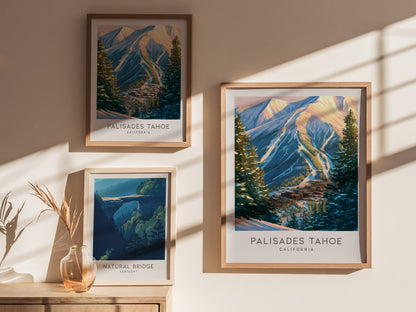 Palisades Tahoe Matte Border Poster | California Destination Print Travel Wall Art — styled in a modern interior