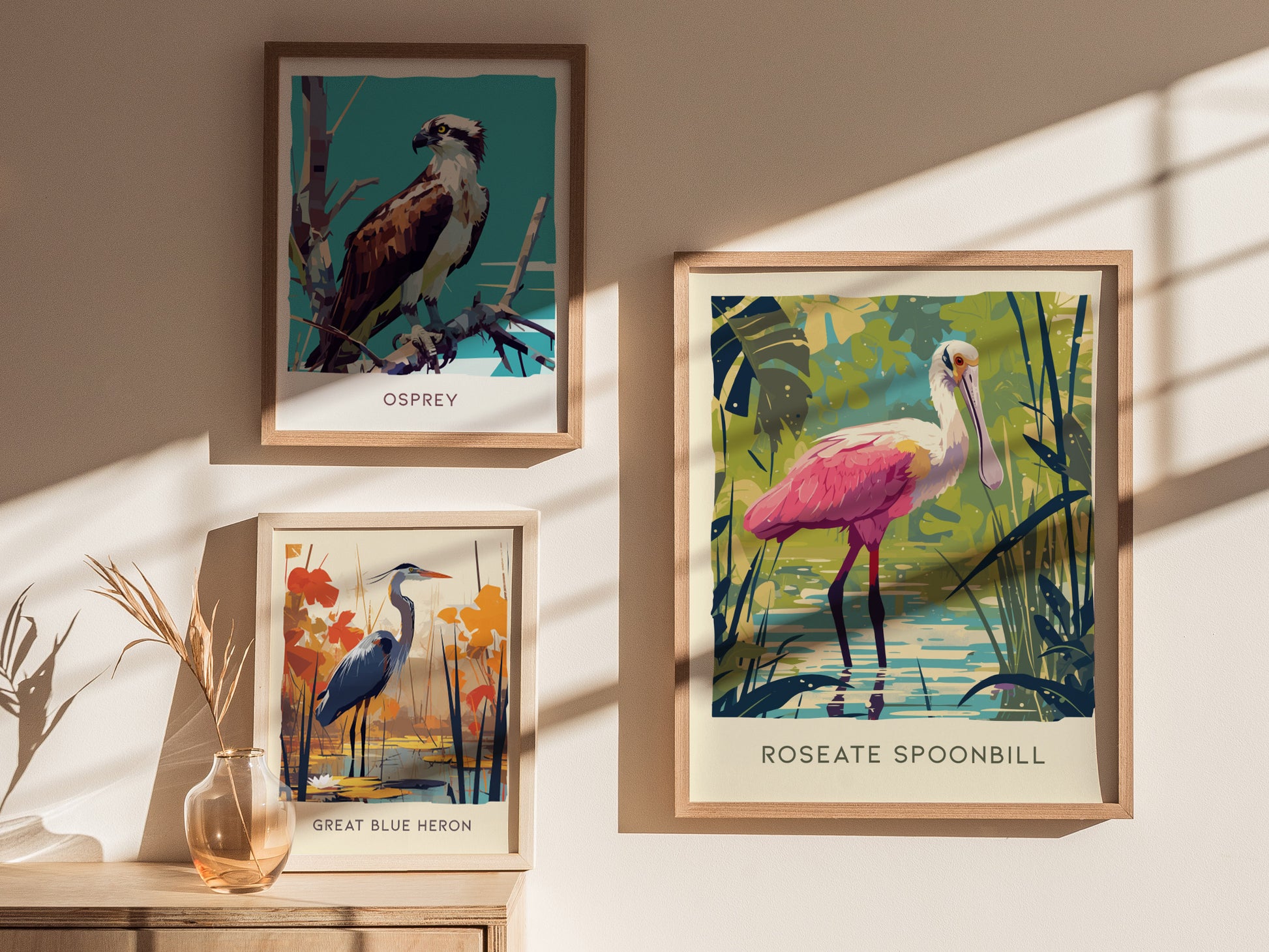 Roseate Spoonbill Art | Florida Pink Bird Poster Wildlife Gift