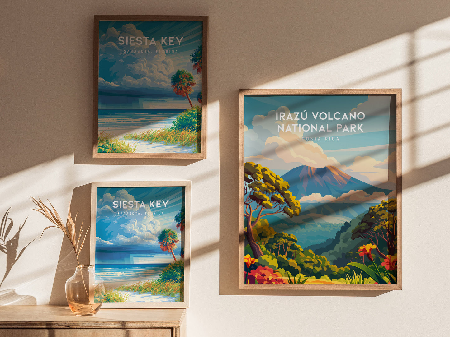 Irazú Volcano National Park, Costa Rica Poster | Crater Lake & Misty Summit Wall Art — styled in a modern interior