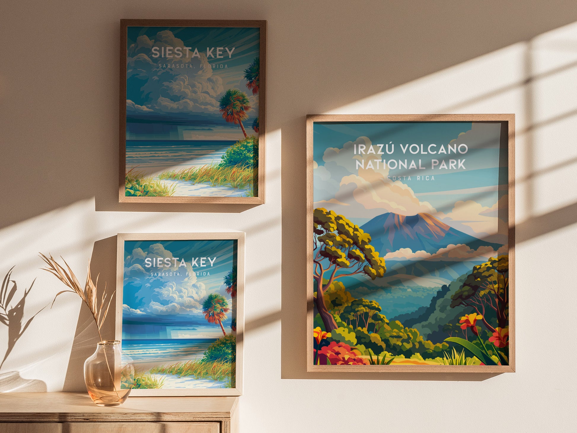 Irazú Volcano National Park, Costa Rica Poster | Crater Lake & Misty Summit Wall Art — styled in a modern interior