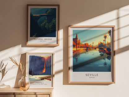 Seville Matte Border Poster | Spain Destination Print Travel Wall Art — styled in a modern interior