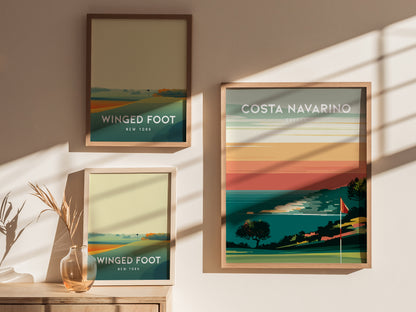 Costa Navarino, Greece Poster | Mediterranean Links Golfer Gift Wall Art — styled in a modern interior