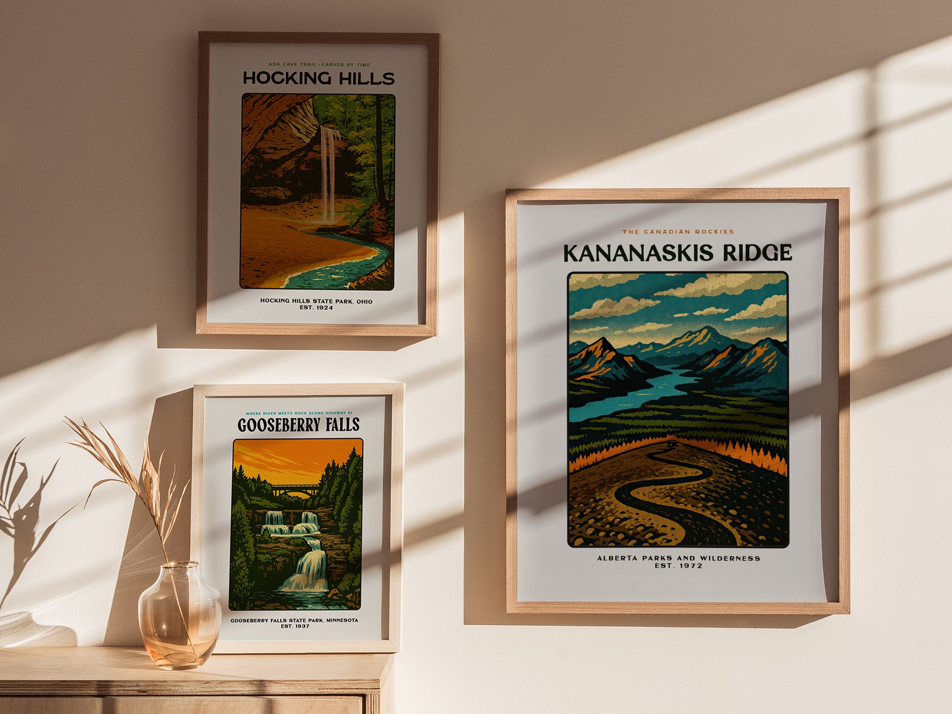 Kananaskis Ridge Poster | Vintage Canadian Rockies Block Print Art