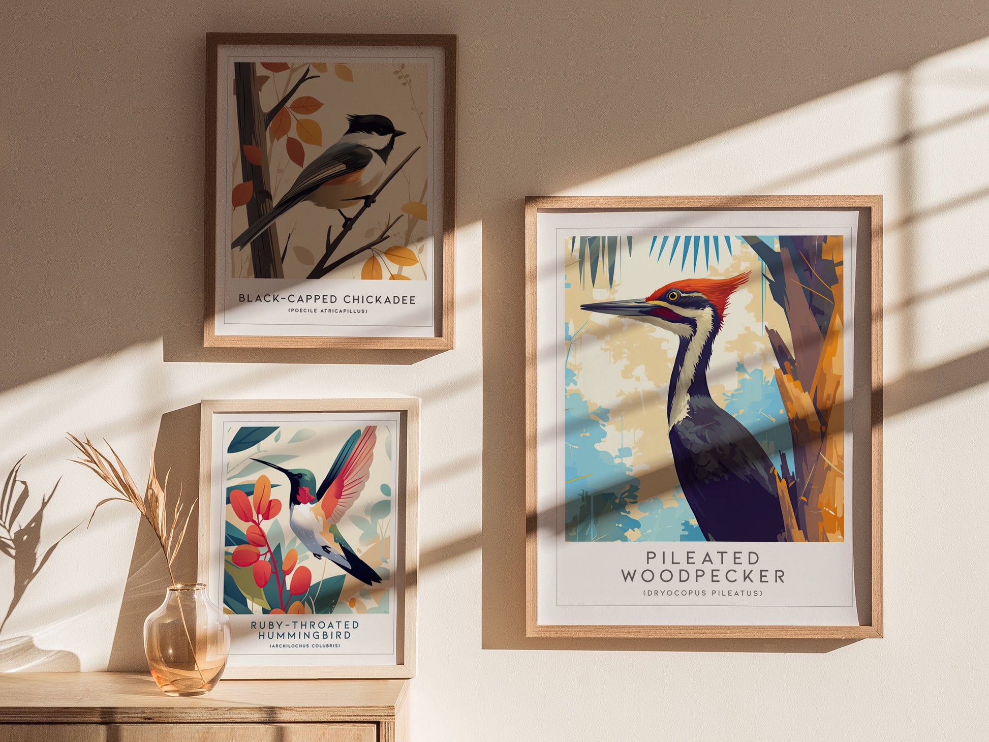 Pileated Woodpecker Poster | Modern Bird Wall Art Print