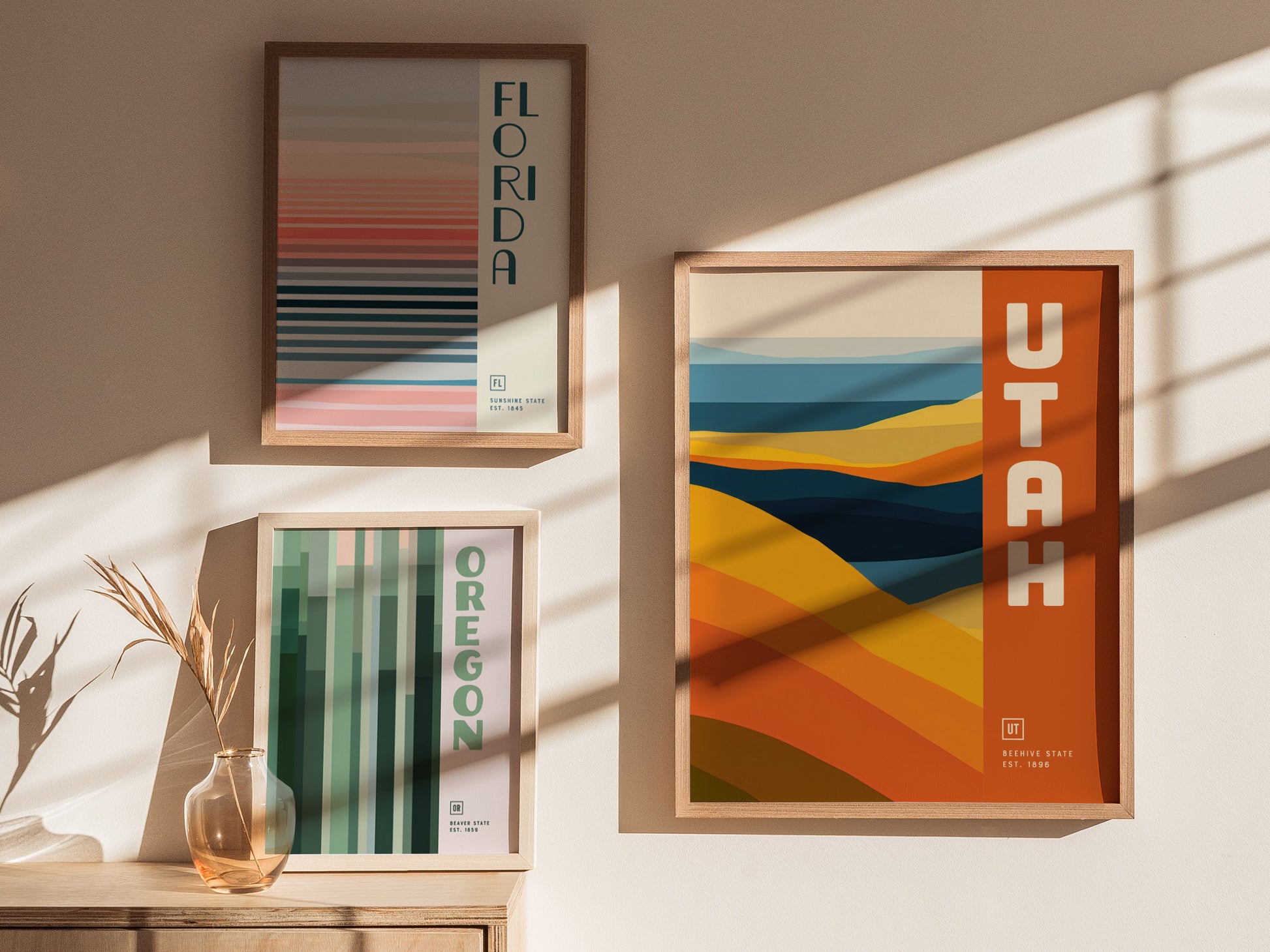 Utah Poster | Beehive State Minimalist Red Rock Abstract Art