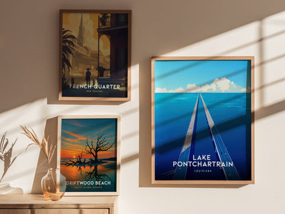 Lake Pontchartrain Poster | Louisiana Coastal Travel Wall Art