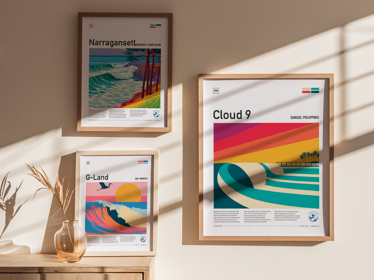 Cloud 9, Siargao, Philippines Poster | Tropical Surf Wall Art — styled in a modern interior