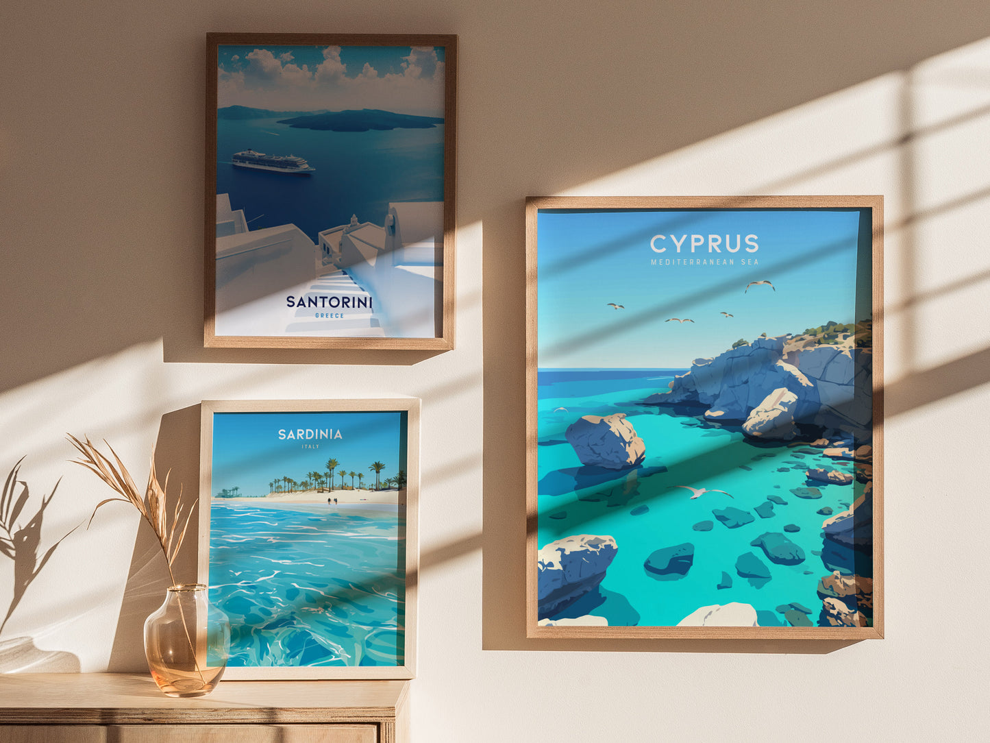 Cyprus Travel Poster | Coastal Mediterranean Wall Art | Framed or Unframed