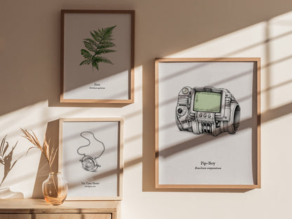 Pip-Boy Poster | Bracchium Computatrum Vintage Scientific Ink Illustration Wall Art — styled in a modern interior