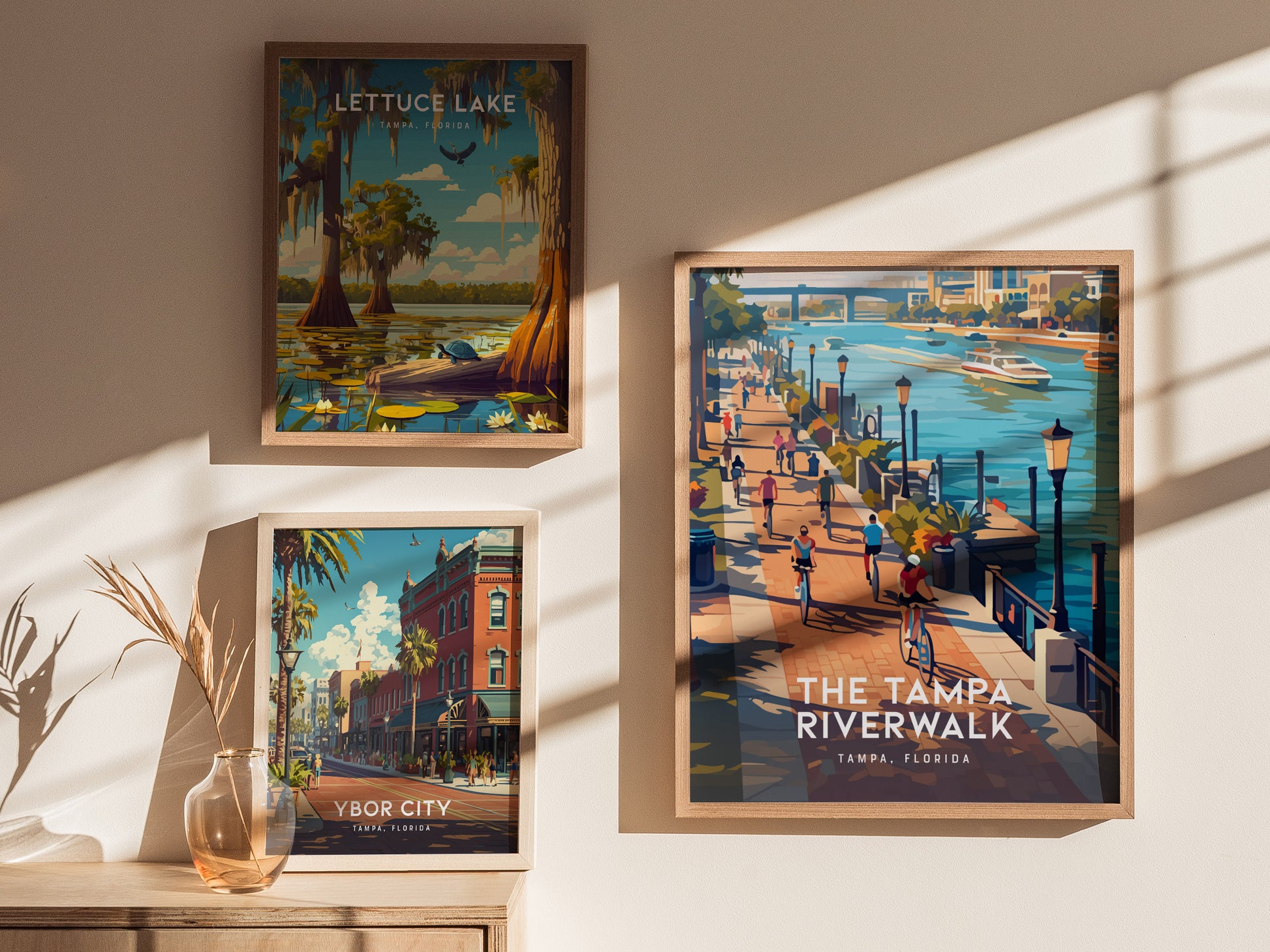 Tampa Riverwalk Poster | Florida Waterfront Art | Downtown TPA Gift