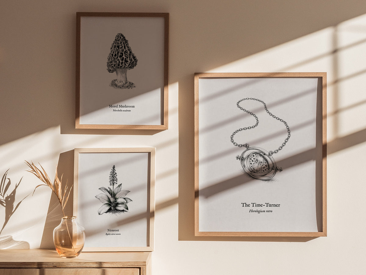 The Time-Turner Poster | Horologium Retro Pen and Ink Print | Vintage Scientific Illustration Wall Art — styled in a modern i