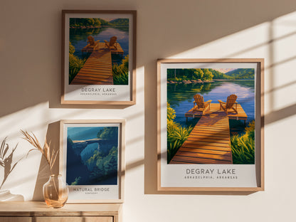 DeGray Lake Matte Border Poster | Arkadelphia, Arkansas Destination Print — styled in a modern interior