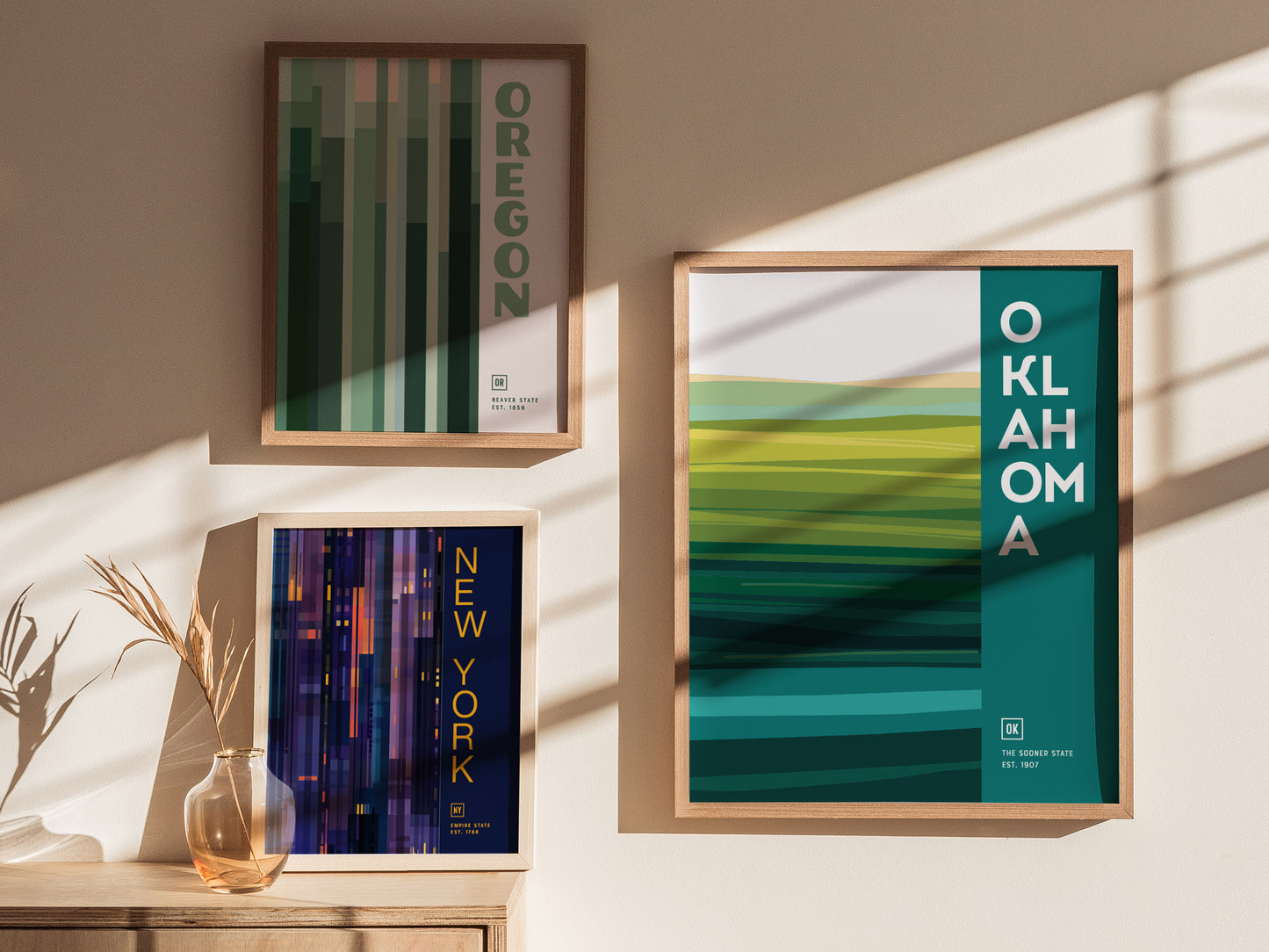 Oklahoma Sooner State Poster | Abstract Tallgrass Prairie Wall Art Print