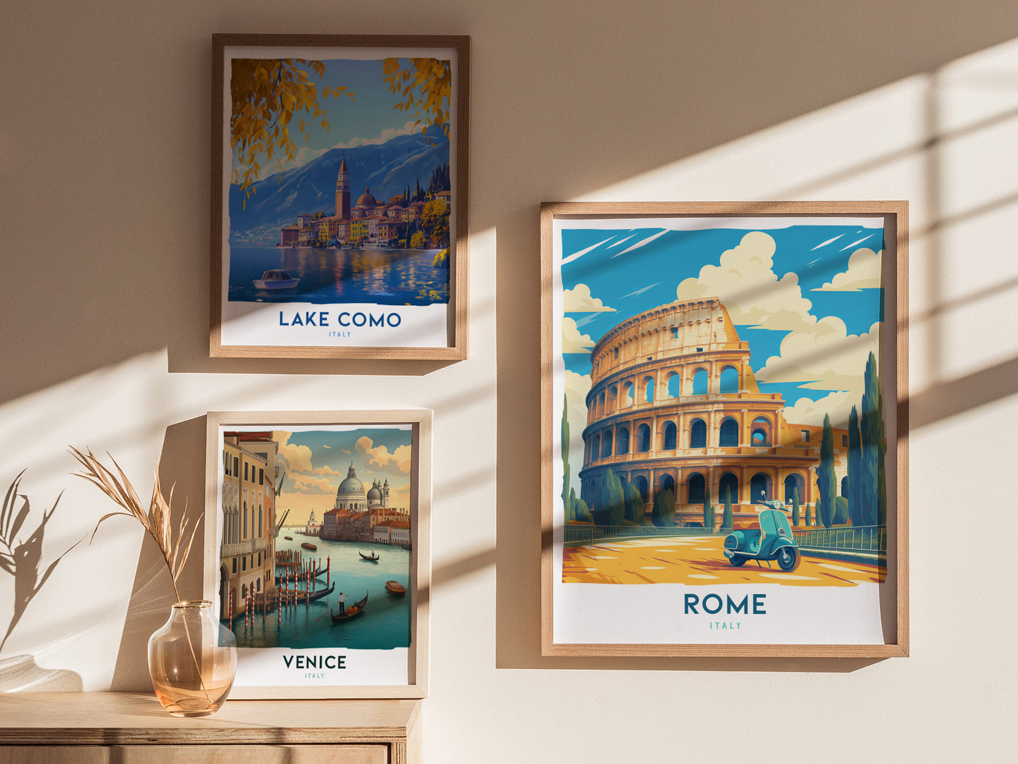 Rome Travel Poster | Vintage Colosseum & Vespa Italy Art Gift