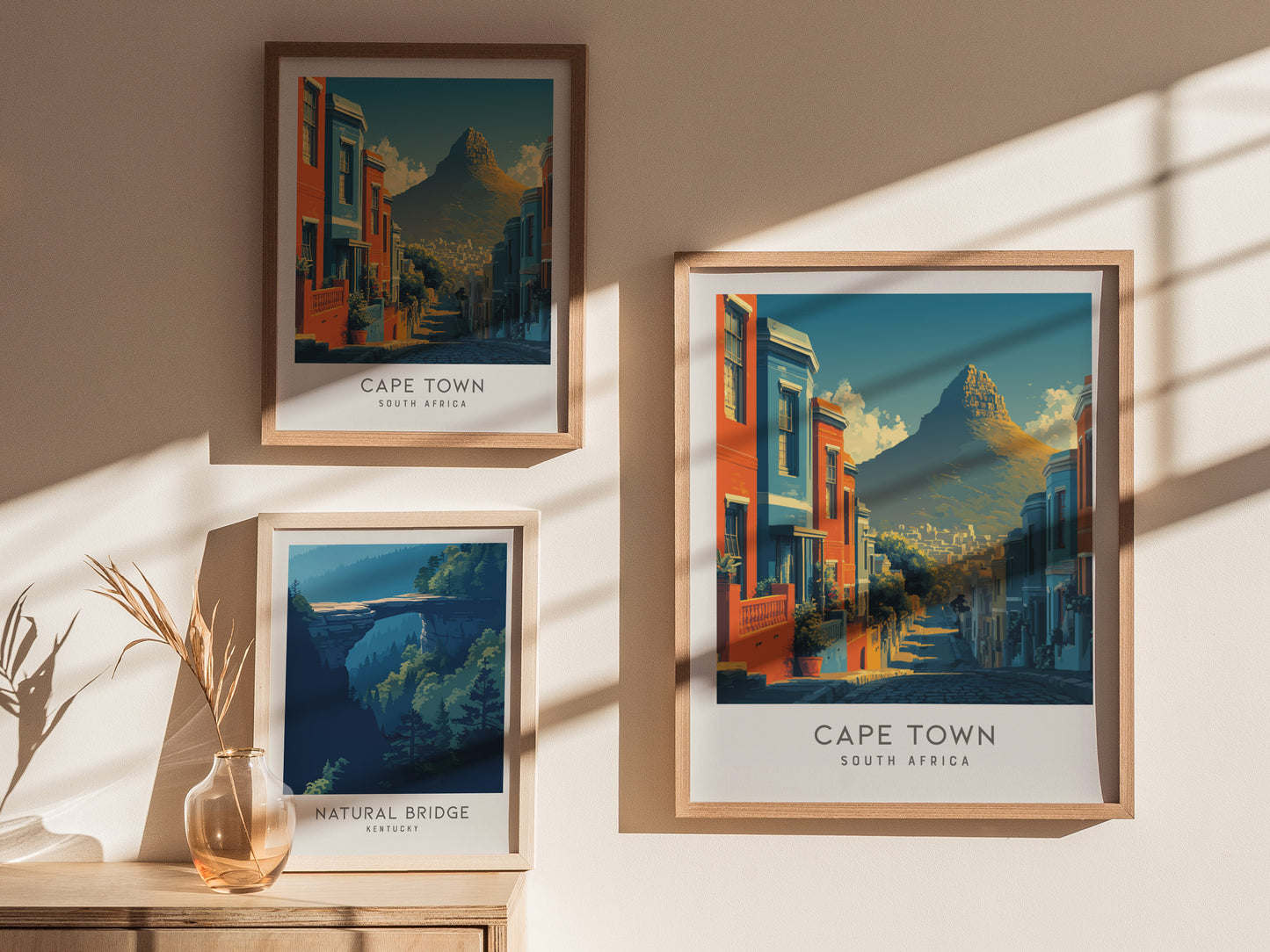 Cape Town Matte Border Poster | South Africa Destination Print Travel Wall Art — styled in a modern interior