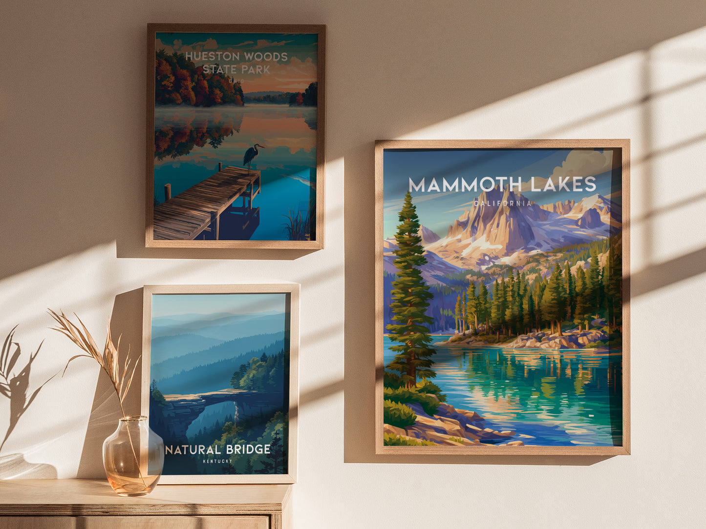 Mammoth Lakes, California Poster | Alpine Lake & Mountain Wilderness Wall Art — styled in a modern interior