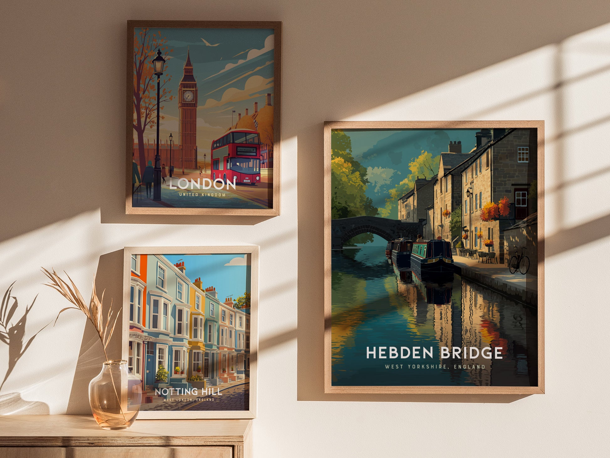 Hebden Bridge Poster | West Yorkshire England Canal Wall Art