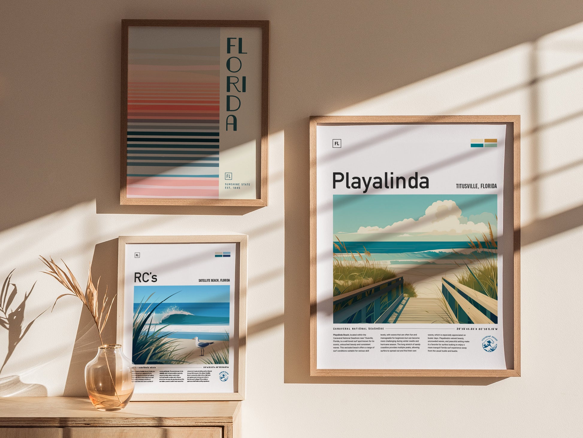 Playalinda Beach Poster | Florida Surf Spot Art | Space Coast
