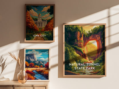 Natural Tunnel State Park, Duffield, Virginia Poster | Appalachian Wonder Destination Print Wall Art — styled in a modern int