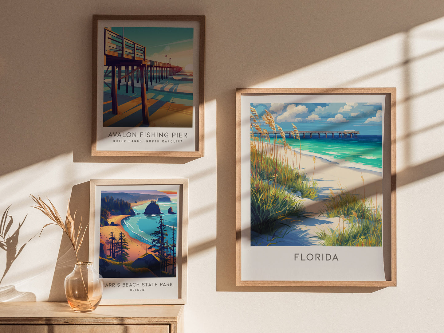 Florida Matte Border Poster | Sunshine State Travel Wall Art — styled in a modern interior