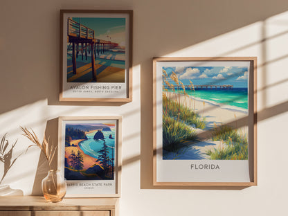 Florida Matte Border Poster | Sunshine State Travel Wall Art — styled in a modern interior
