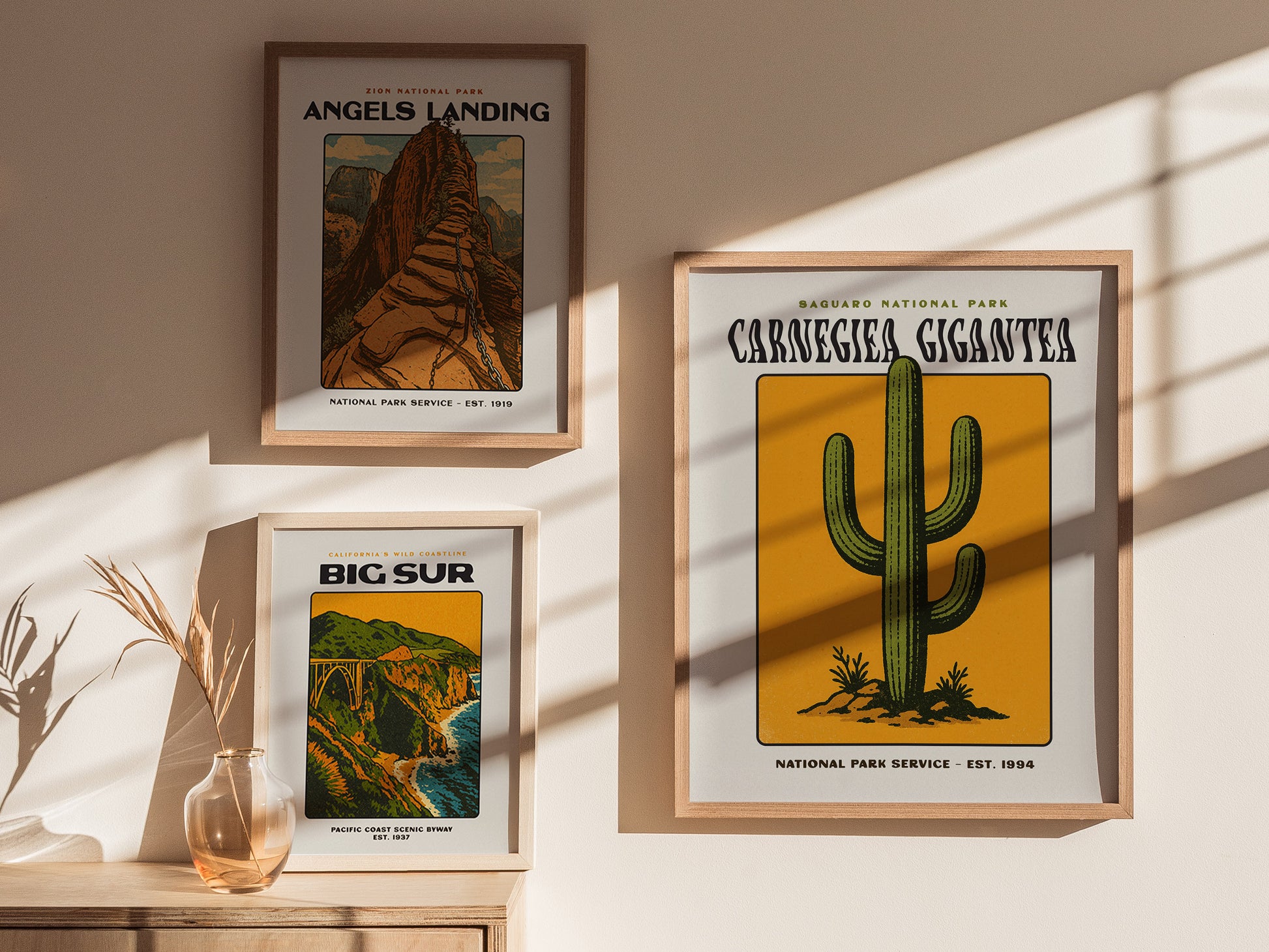 Saguaro National Park Poster | Arizona Cactus Art | Vintage Desert Print