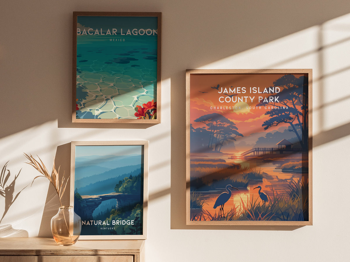James Island County Park, Charleston, South Carolina Poster | Coastal Beach Decor Wall Art — styled in a modern interior