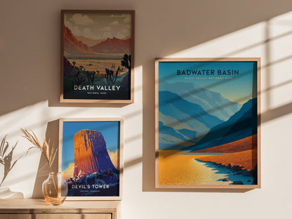 Badwater Basin Death Valley Poster | California National Park Print Wall Art | Framed or Unframed