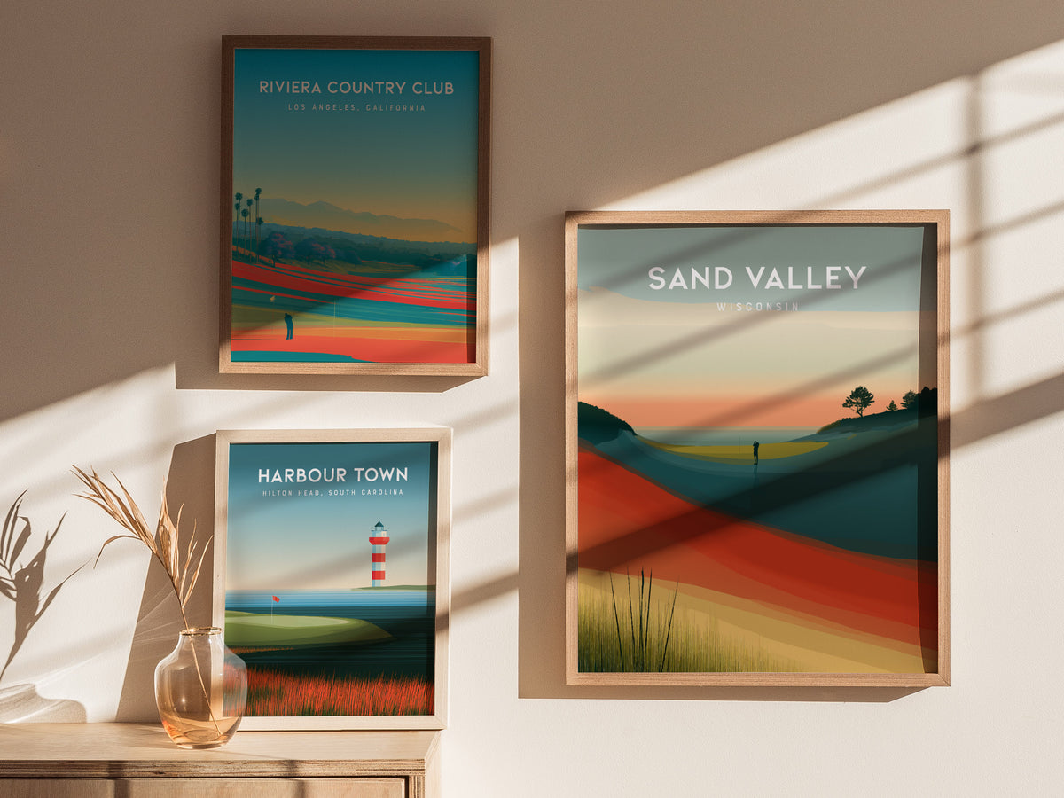 Sand Valley, Wisconsin Poster | Rolling Dunes & Fairways Golf Wall Art — styled in a modern interior