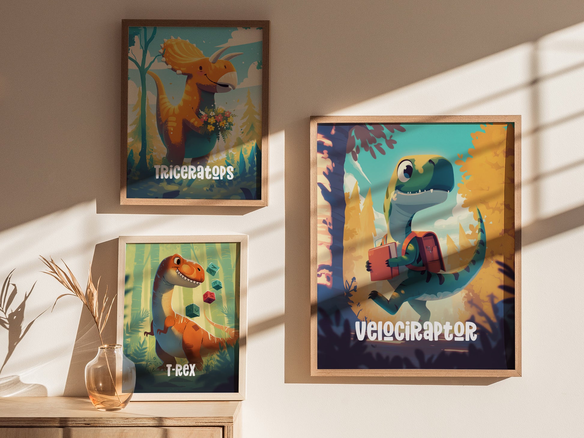 Velociraptor Poster | Kids Dinosaur Room Art | Framed or Unframed