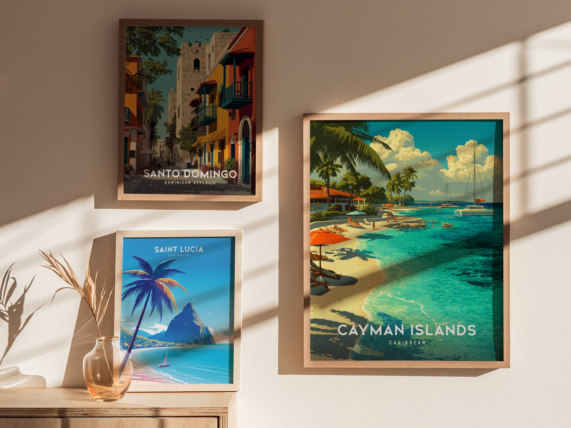 Cayman Islands Poster | Caribbean Beach Tropical Travel Print Wall Art | Framed or Unframed