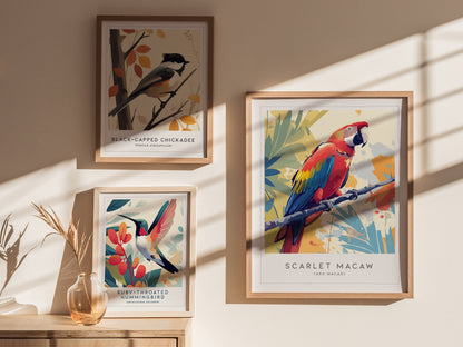 Scarlet Macaw Poster | Tropical Parrot Art Rainforest Bird Wall Decor