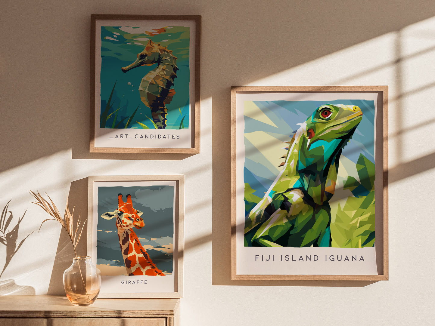 Fiji Island Iguana Poster | Tropical Reptile Paradise Wildlife Wall Art — styled in a modern interior
