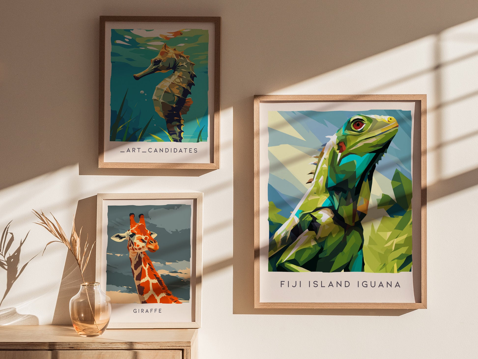 Fiji Island Iguana Poster | Tropical Reptile Paradise Wildlife Wall Art — styled in a modern interior