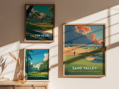 Sand Valley, Wisconsin Poster | Rolling Dunes & Fairways Golf Wall Art — styled in a modern interior