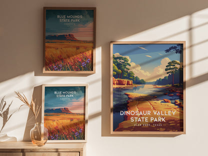 Dinosaur Valley State Park, Glen Rose, Texas Poster | Ancient Riverbed Adventure Wall Art — styled in a modern interior
