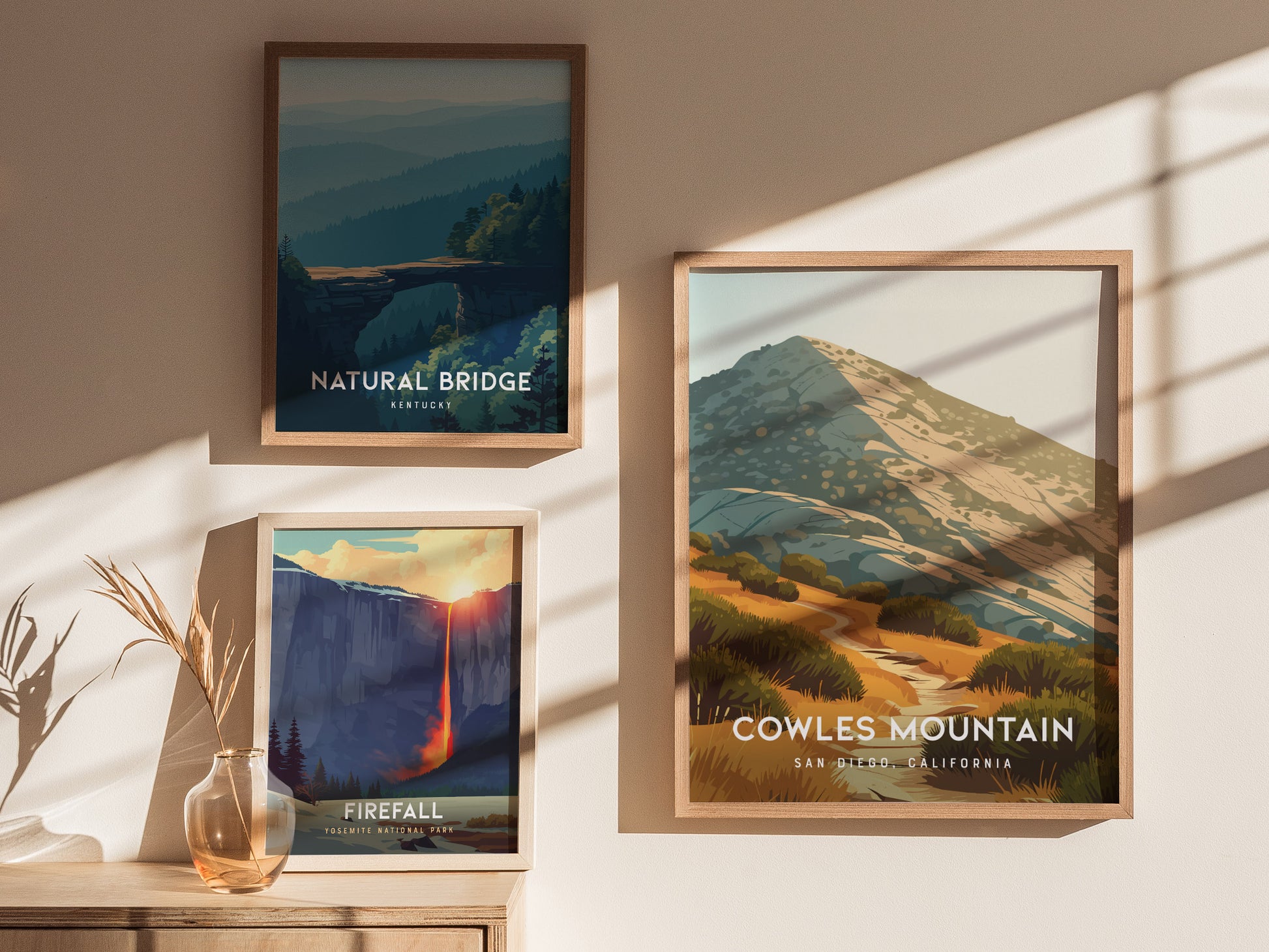 Cowles Mountain, San Diego Poster | Golden Summit Trail Panorama Wall Art — styled in a modern interior